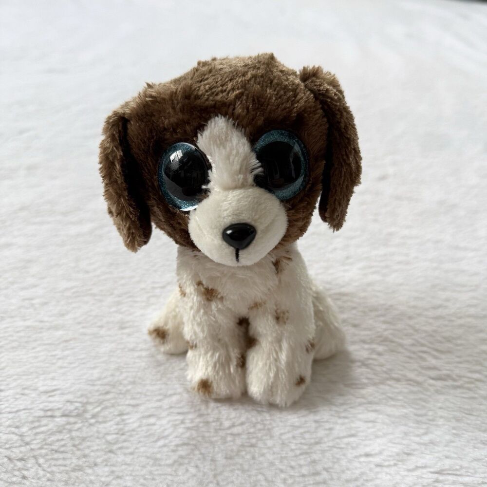 Ty Beanie Boos Muddles The Dog Plush Stuffed Animal Puppy Spots Sparkle Eyes 6"